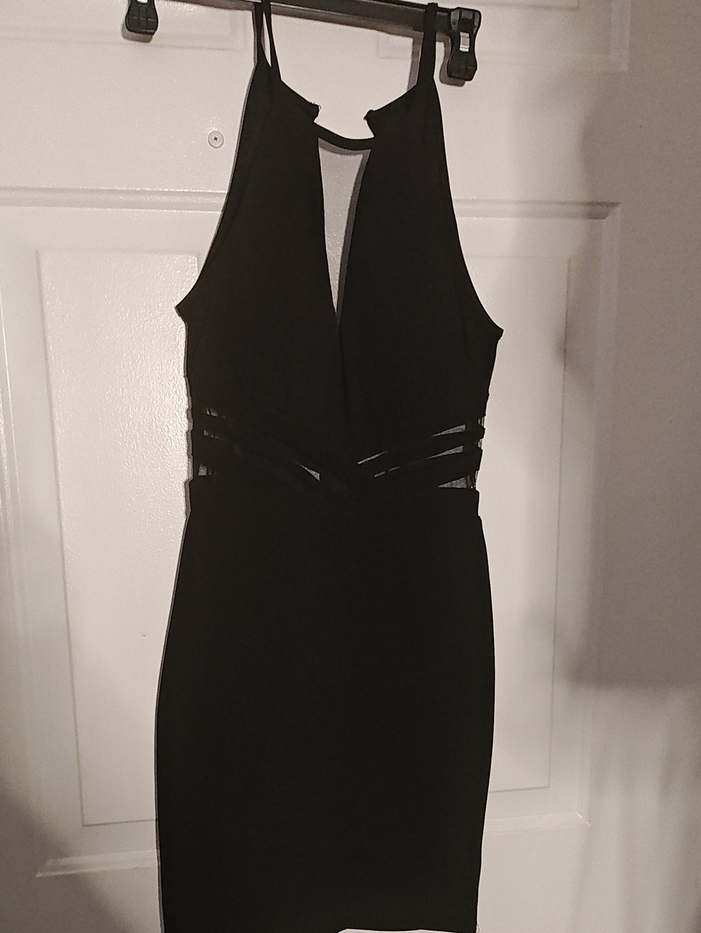 Sleek Black Halter Bodycon Dress
